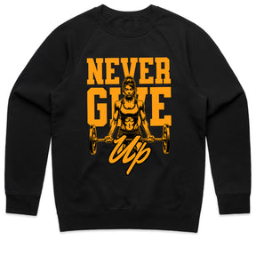 "Never Give Up" Women's Strength Training Gym T-Shirt – Empowerment & Motivation