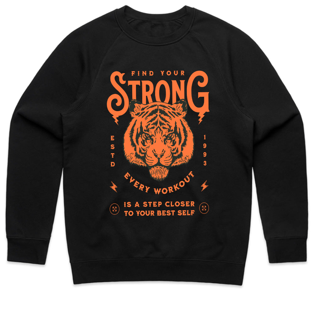 "Find Your Strong" Tiger-Themed Motivational Gym T-Shirt – Strength, Power, and Growth