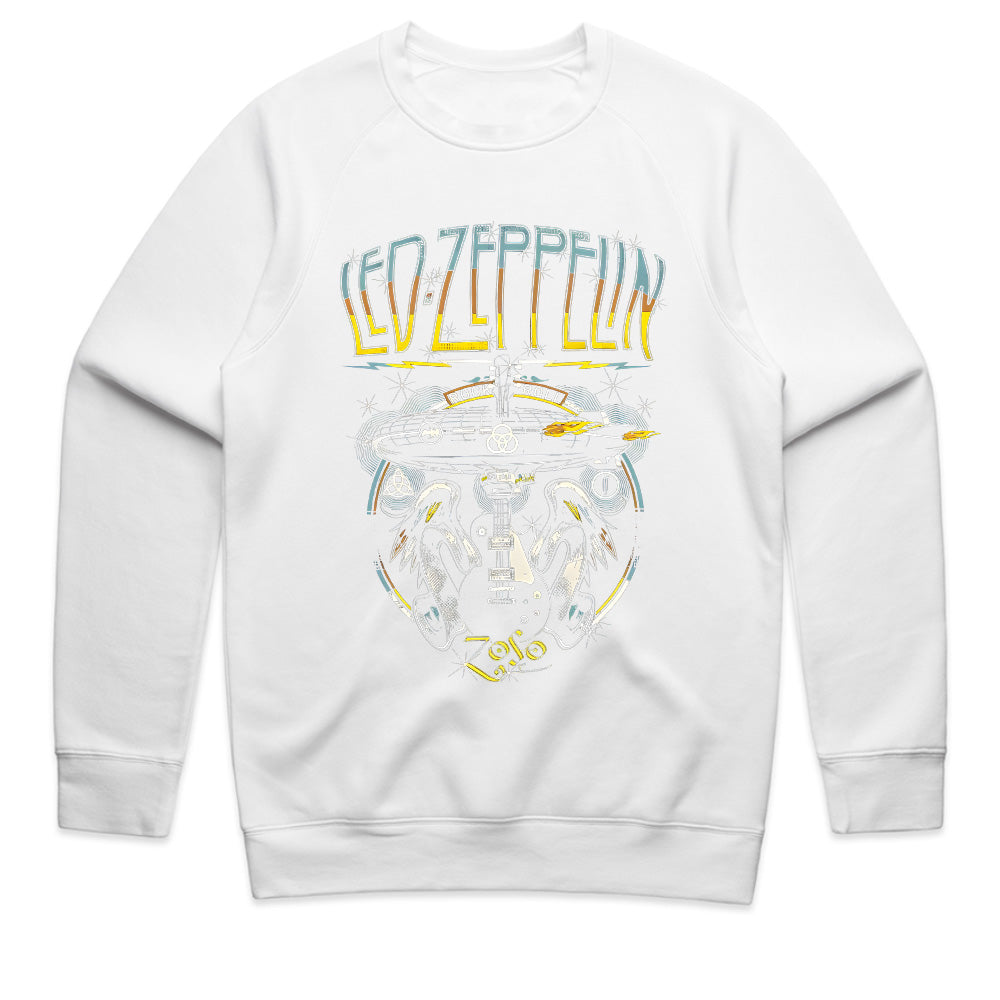 Led Zeppelin Rock & Roll Airship T-Shirt – Iconic Zeppelin & Guitar Design