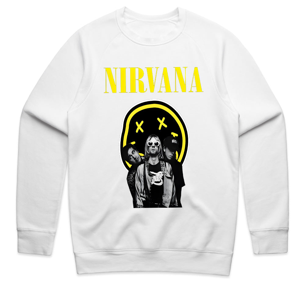 Nirvana Classic Band T-Shirt – Smiley Face & Iconic Trio Design