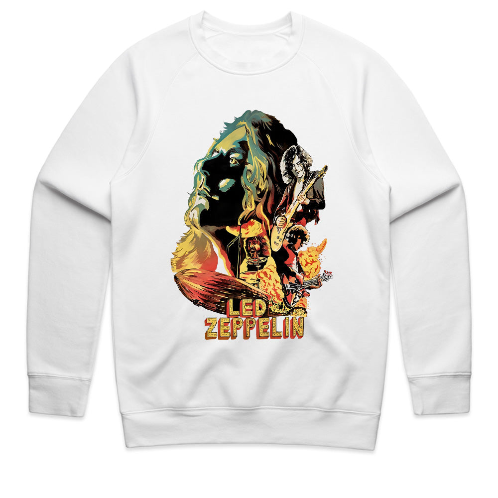 Classic Led Zeppelin Rock Band Graphic T-Shirt – Vintage Fire Art Design