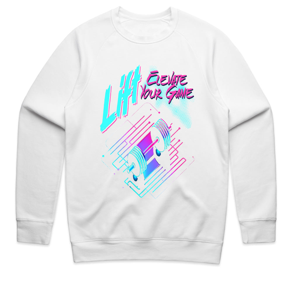 "Lift & Elevate Your Game" Neon Cyber Gym T-Shirt – Futuristic Fitness Vibes