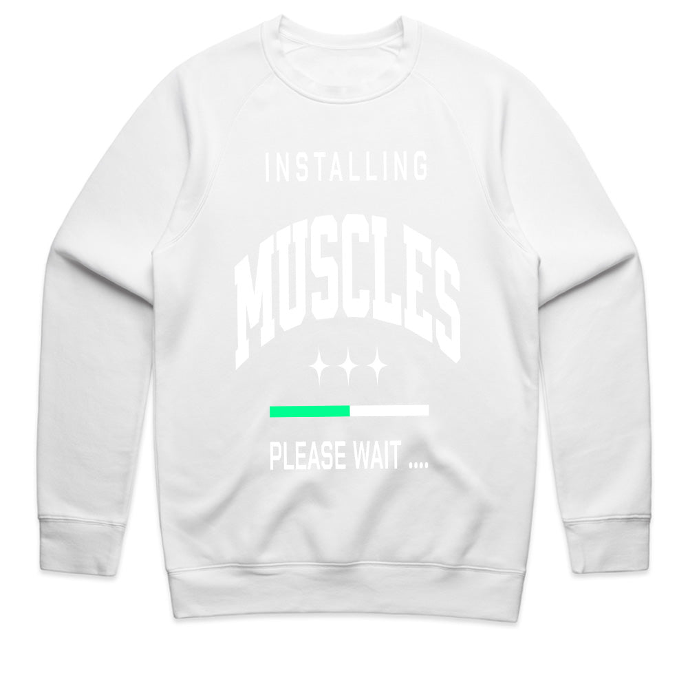 "Installing Muscles... Please Wait" Funny Gym T-Shirt – Work in Progress
