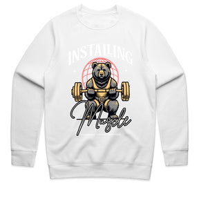 "Installing Muscle" Funny Powerlifting Bear Gym T-Shirt