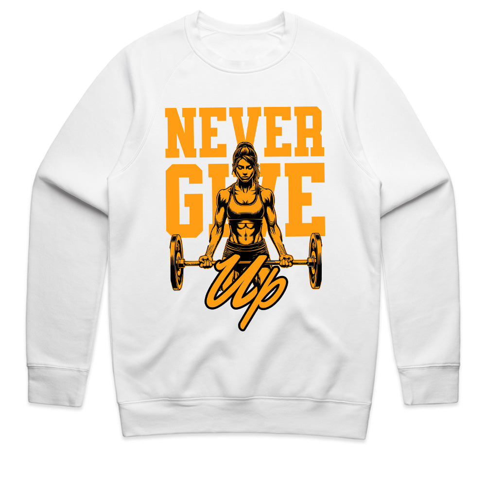 "Never Give Up" Women's Strength Training Gym T-Shirt – Empowerment & Motivation