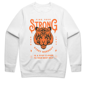 "Find Your Strong" Tiger-Themed Motivational Gym T-Shirt – Strength, Power, and Growth