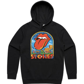 The Rolling Stones Retro Cityscape T-Shirt – Iconic Tongue Logo & Vintage Tour Art