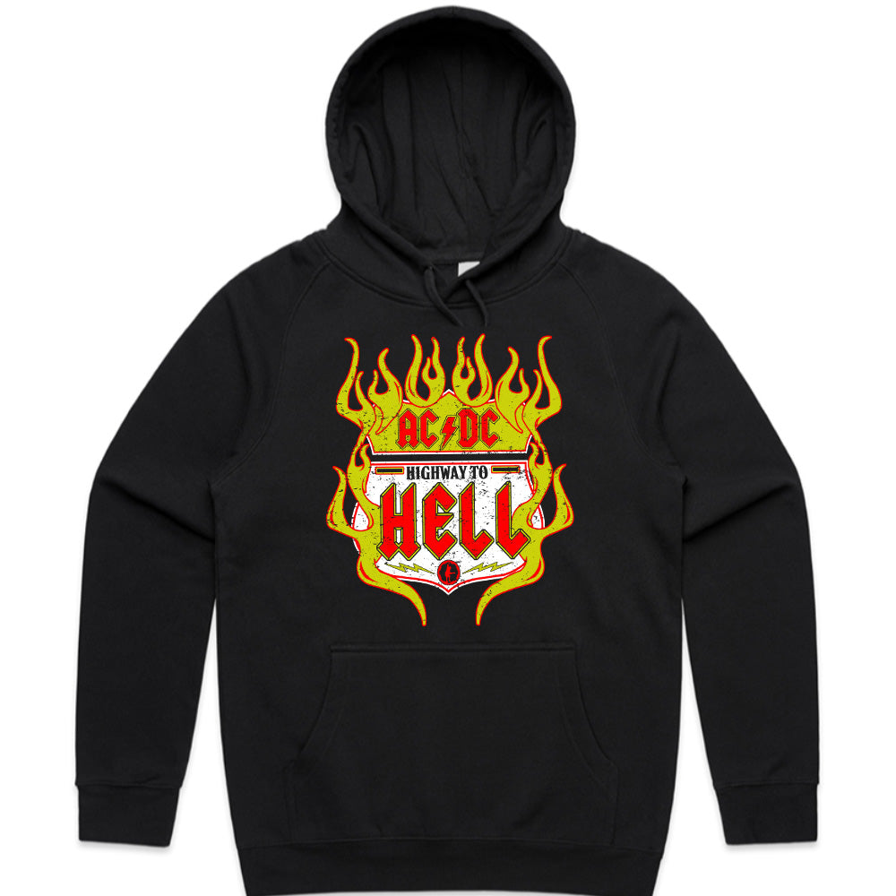 AC/DC "Highway to Hell" Flaming Road Sign T-Shirt – Classic Rock Inferno