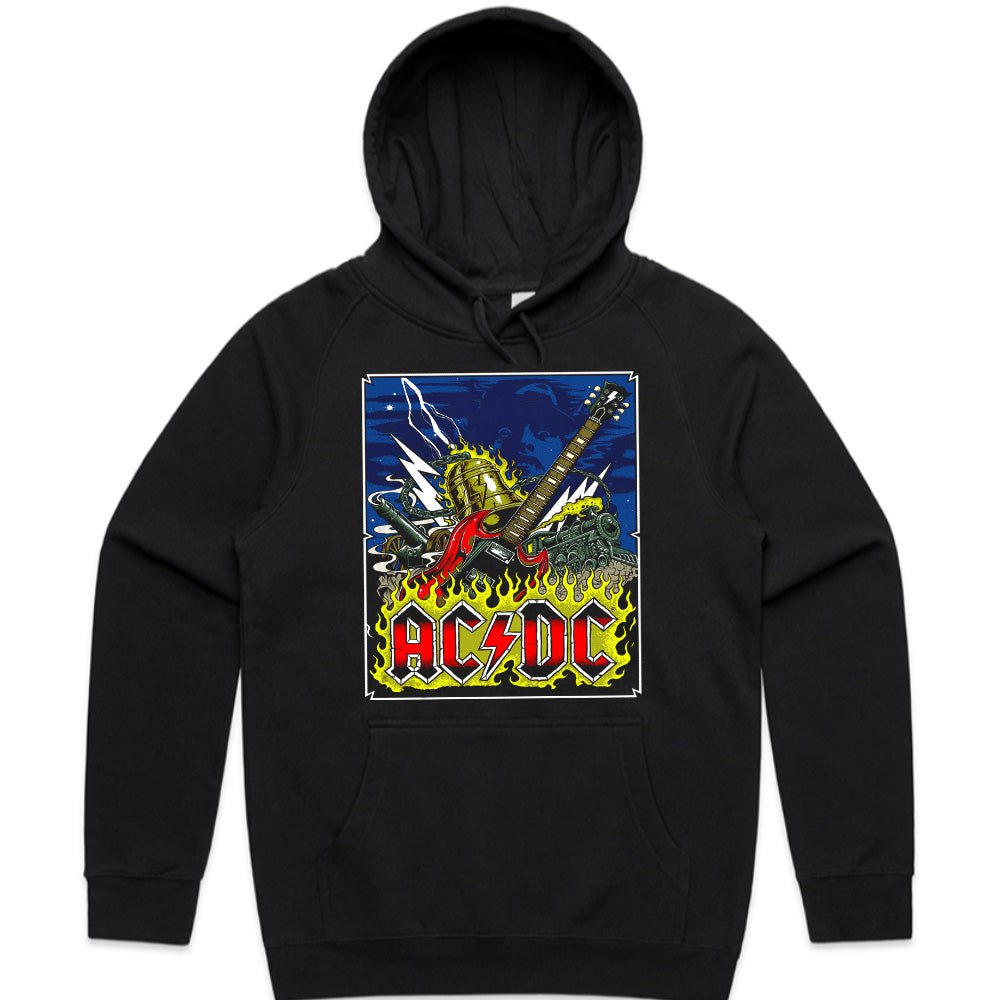AC/DC Rock & Roll Inferno T-Shirt – Electric Guitar & Flames Design