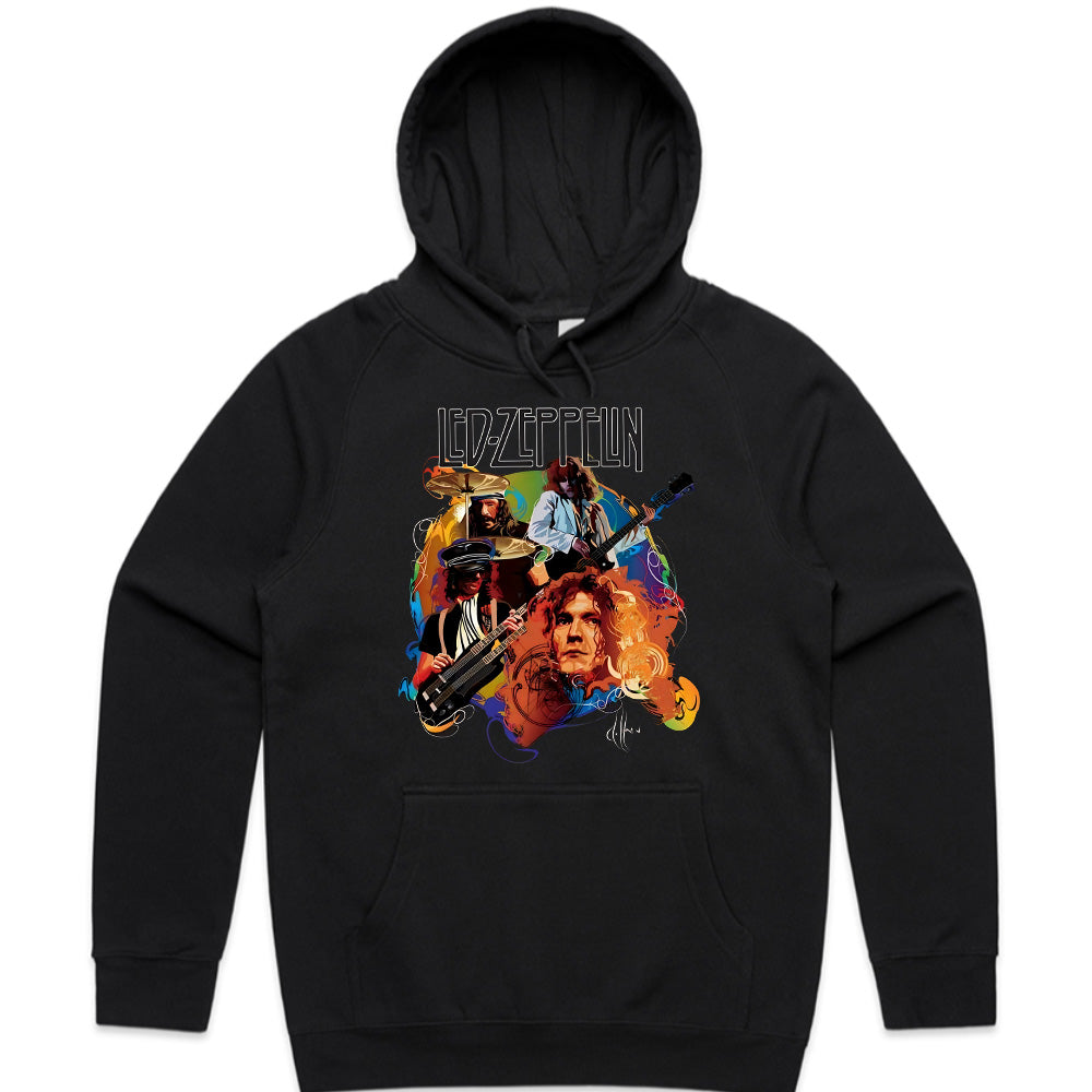 Led Zeppelin Classic Rock T-Shirt – Colorful Vintage Band Portrait Design