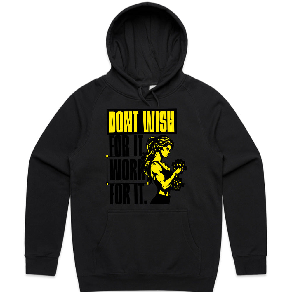 Don't Wish for It, Work for It – Women's Motivational Gym T-Shirt | Fitness & Strength Tee