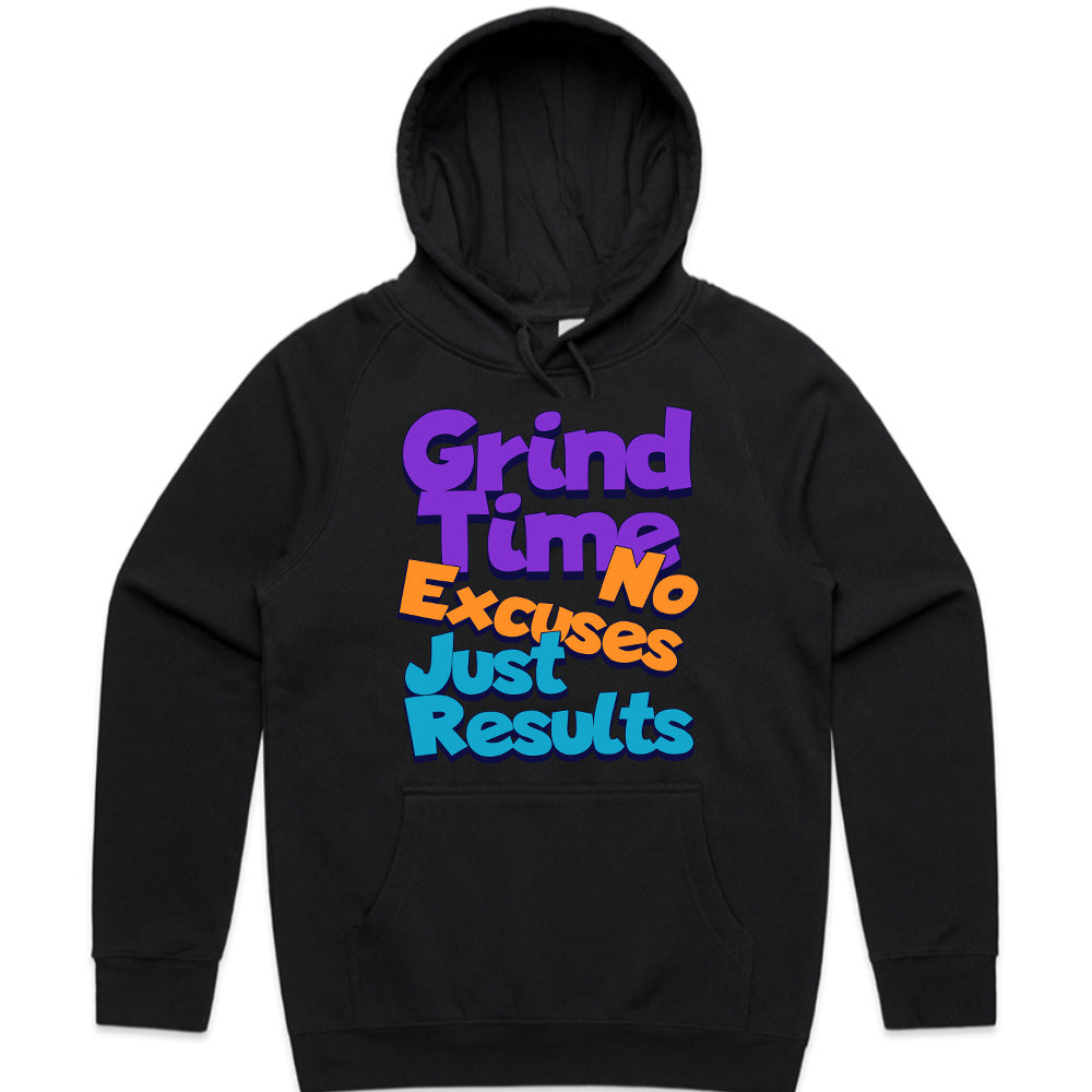 "Grind Time – No Excuses, Just Results" Motivational Gym T-Shirt