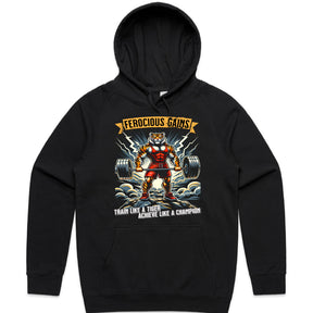 "Ferocious Gains" Tiger Powerlifting Gym T-Shirt – Train Like a Champion
