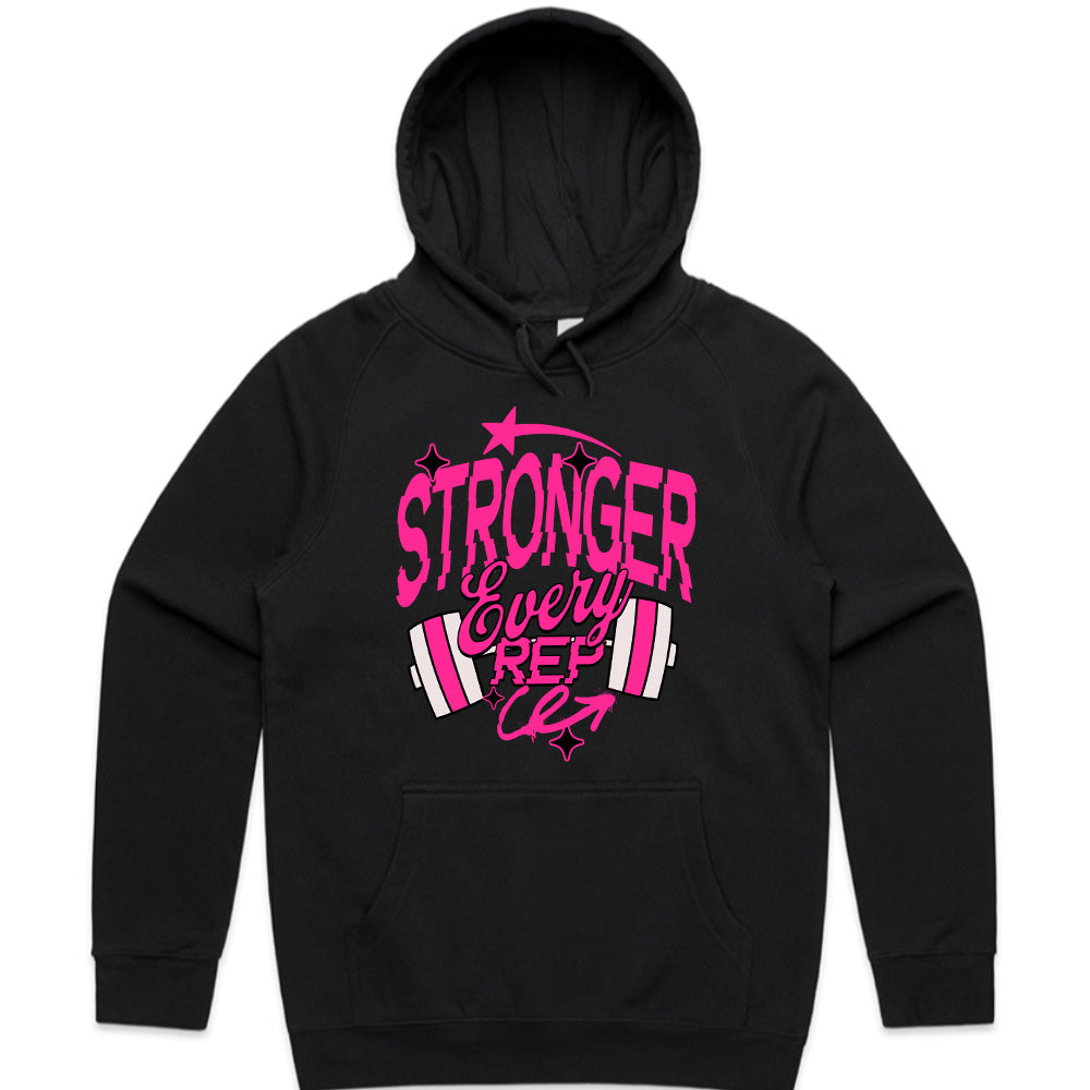 "Stronger Every Rep" Women's Motivational Gym T-Shirt – Lift, Grow, Conquer
