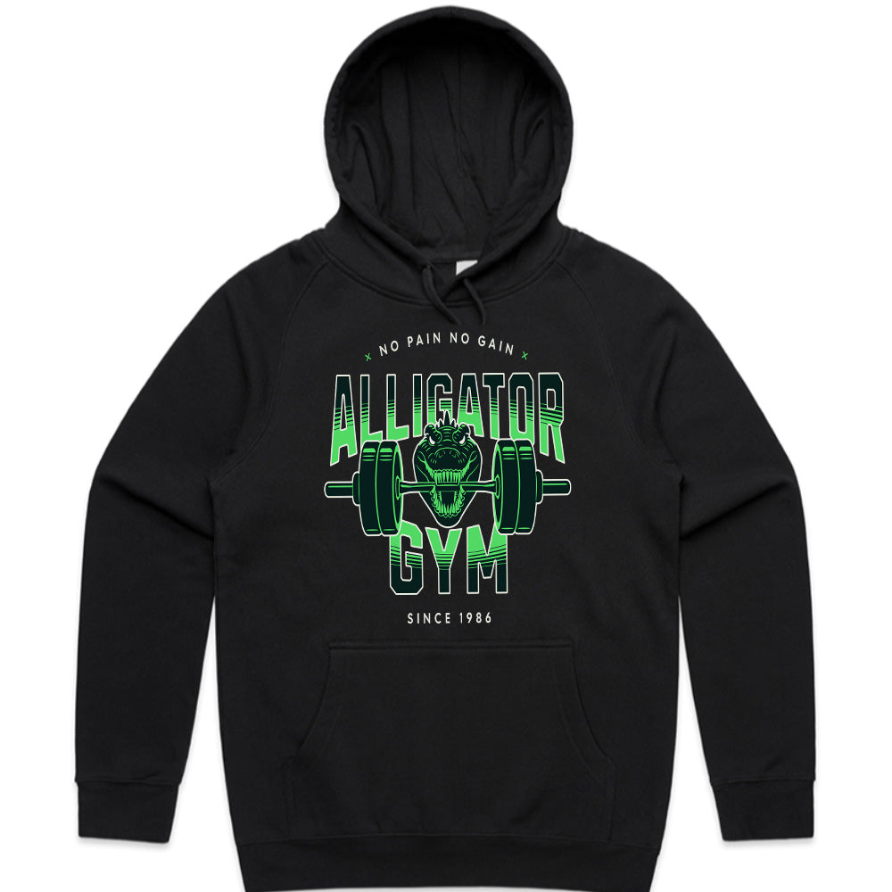 "Alligator Gym – No Pain No Gain" Hardcore Workout T-Shirt – Strength & Determination