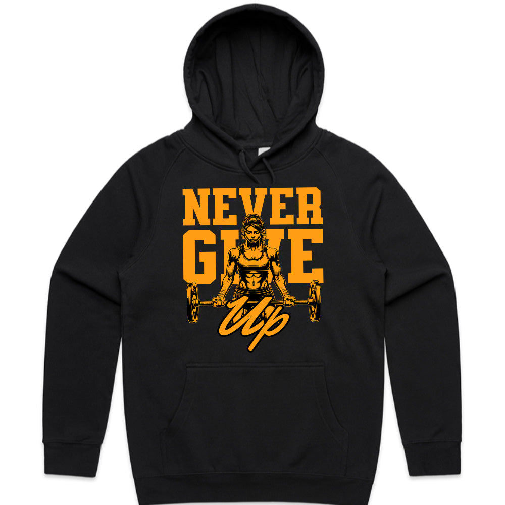 "Never Give Up" Women's Strength Training Gym T-Shirt – Empowerment & Motivation