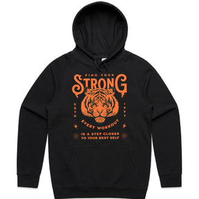 "Find Your Strong" Tiger-Themed Motivational Gym T-Shirt – Strength, Power, and Growth