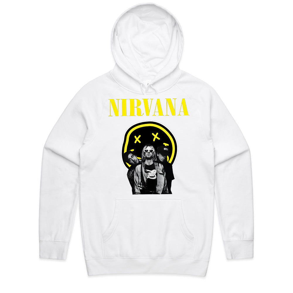 Nirvana Classic Band T-Shirt – Smiley Face & Iconic Trio Design