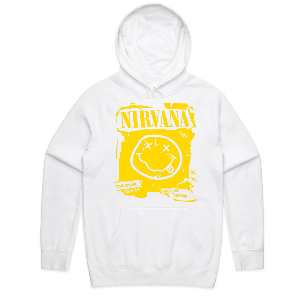 Nirvana Smiley Face Distressed Poster T-Shirt – Grunge Rock Tribute