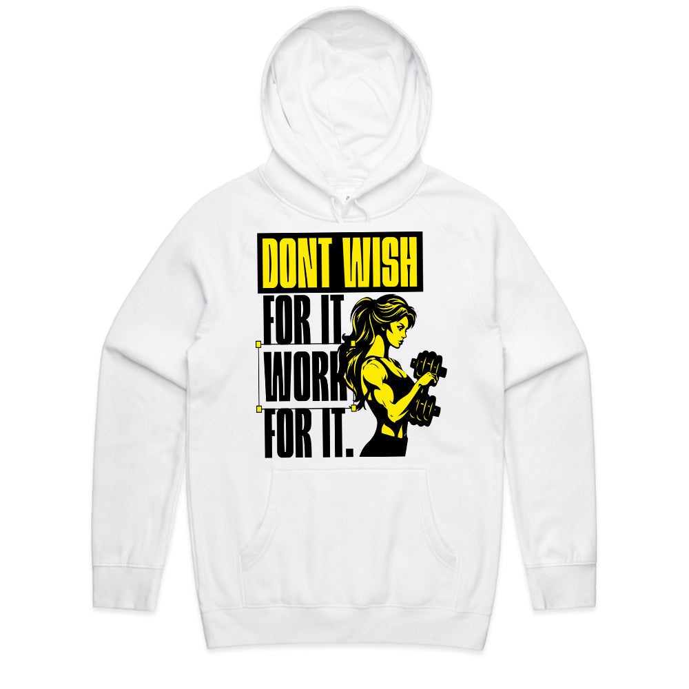 Don't Wish for It, Work for It – Women's Motivational Gym T-Shirt | Fitness & Strength Tee