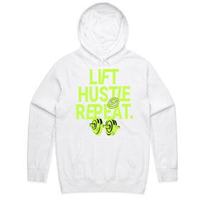 "Lift, Hustle, Repeat" Motivational Gym T-Shirt – No Days Off