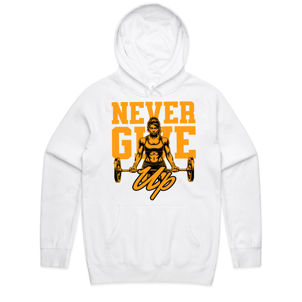 "Never Give Up" Women's Strength Training Gym T-Shirt – Empowerment & Motivation
