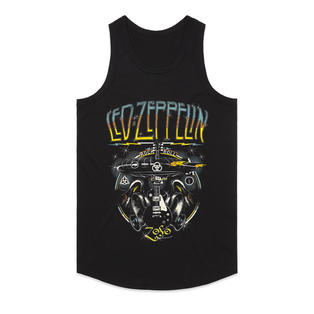Led Zeppelin Rock & Roll Airship T-Shirt – Iconic Zeppelin & Guitar Design