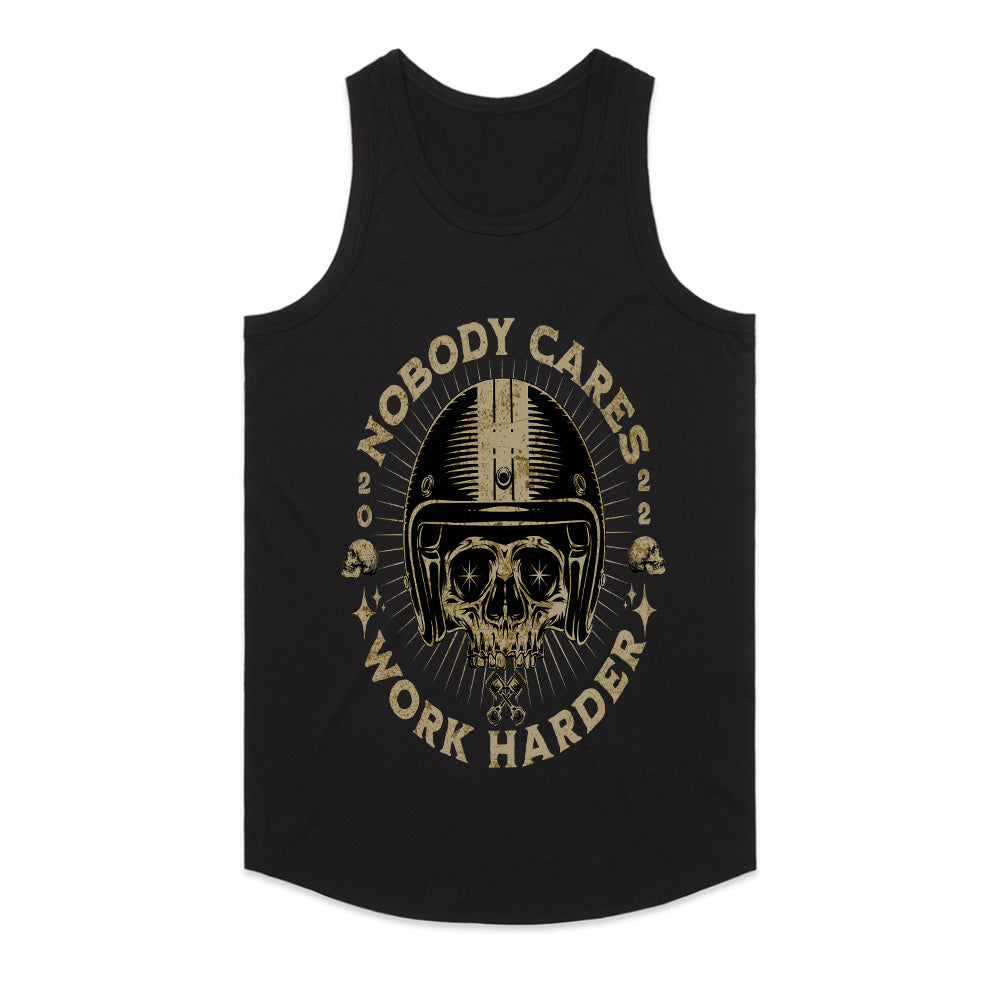 Nobody Cares, Work Harder – Skull Rider Motivation T-Shirt