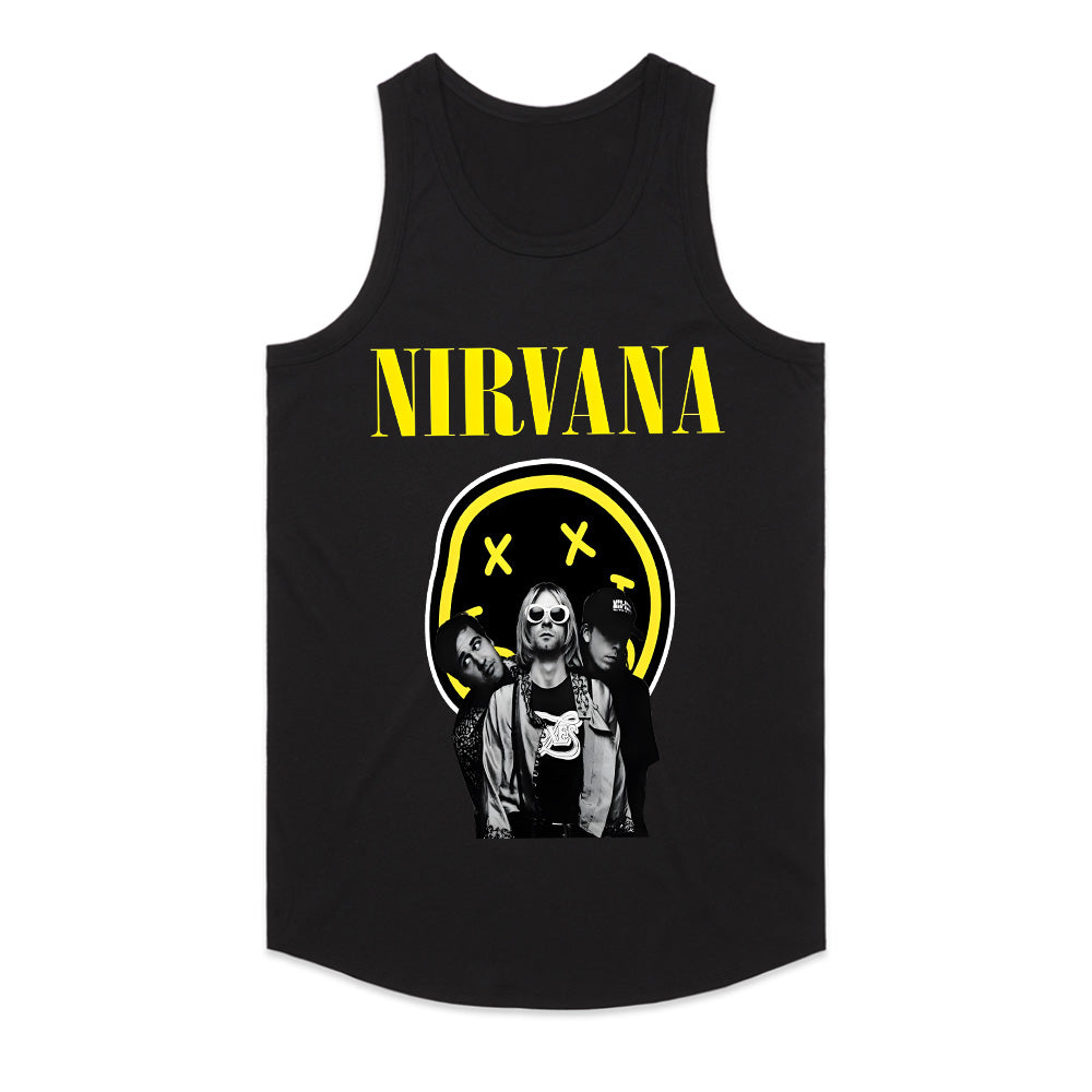 Nirvana Classic Band T-Shirt – Smiley Face & Iconic Trio Design