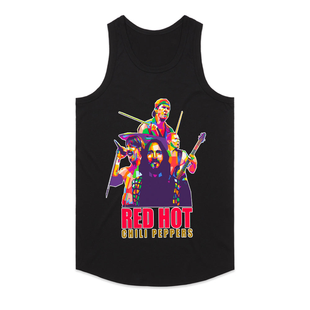 Red Hot Chili Peppers Pop Art Band T-Shirt – Vibrant Rock Concert Tee
