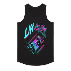 "Lift & Elevate Your Game" Neon Cyber Gym T-Shirt – Futuristic Fitness Vibes