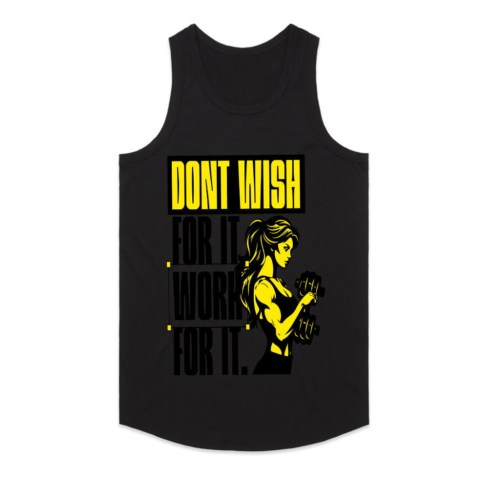 Don't Wish for It, Work for It – Women's Motivational Gym T-Shirt | Fitness & Strength Tee