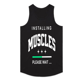 "Installing Muscles... Please Wait" Funny Gym T-Shirt – Work in Progress