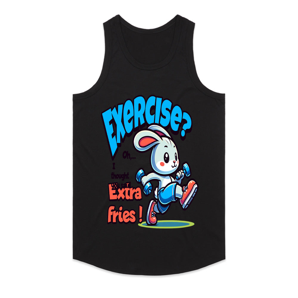 "Exercise? Oh, I Thought You Said Extra Fries!" Funny Gym T-Shirt