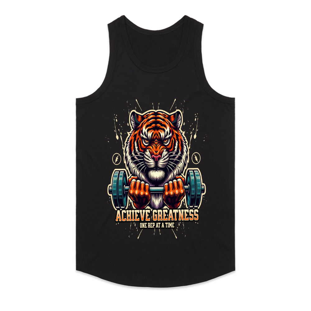 "Achieve Greatness" Tiger Gym T-Shirt – Fierce Motivation for Fitness Warriors