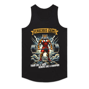 "Ferocious Gains" Tiger Powerlifting Gym T-Shirt – Train Like a Champion