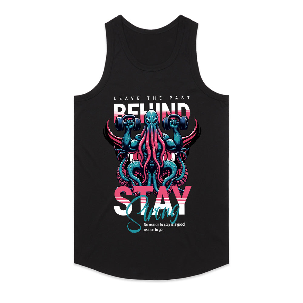 "Leave the Past Behind, Stay Strong" Motivational Octopus Workout T-Shirt