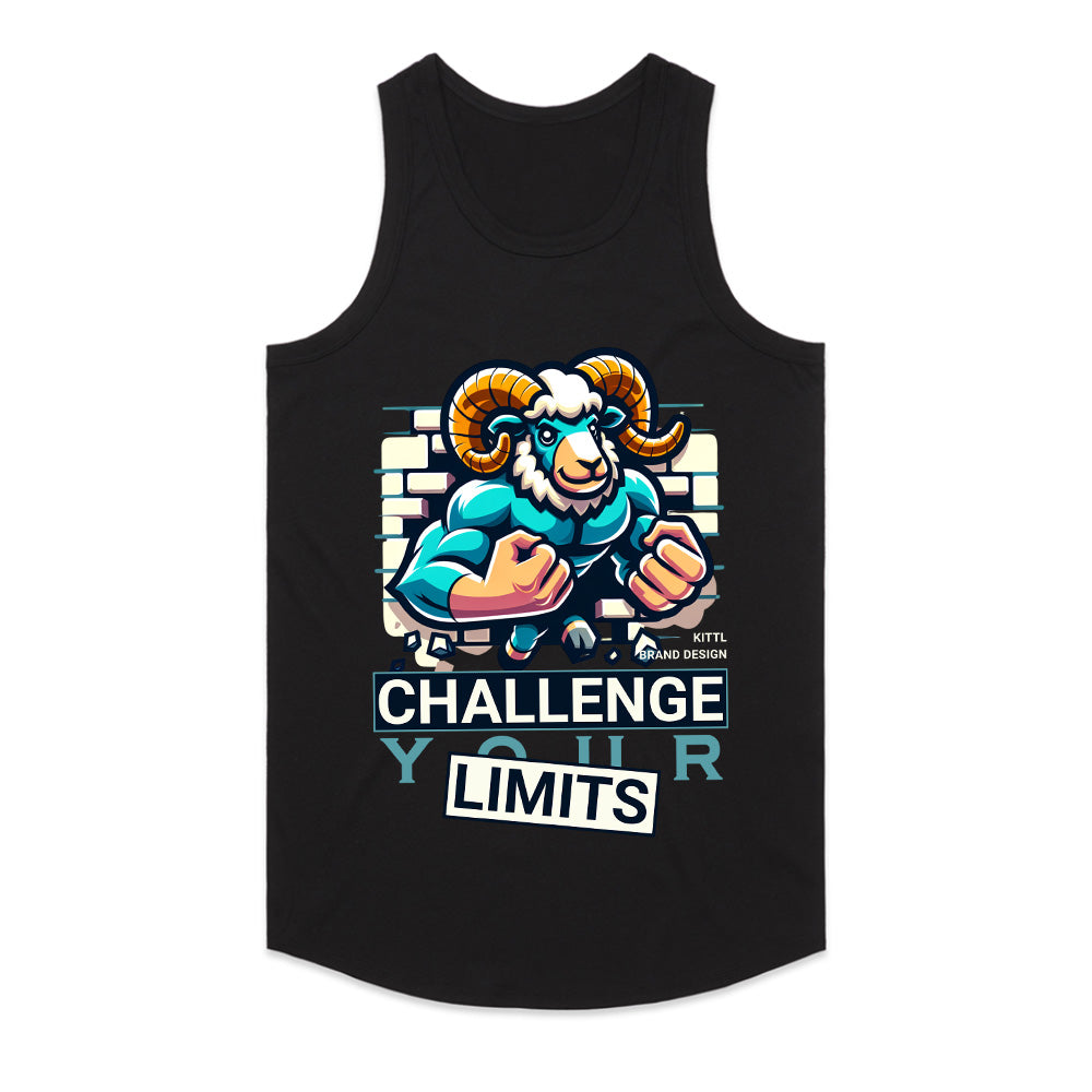 "Challenge Your Limits" Motivational Ram Gym T-Shirt – Break Through Barriers