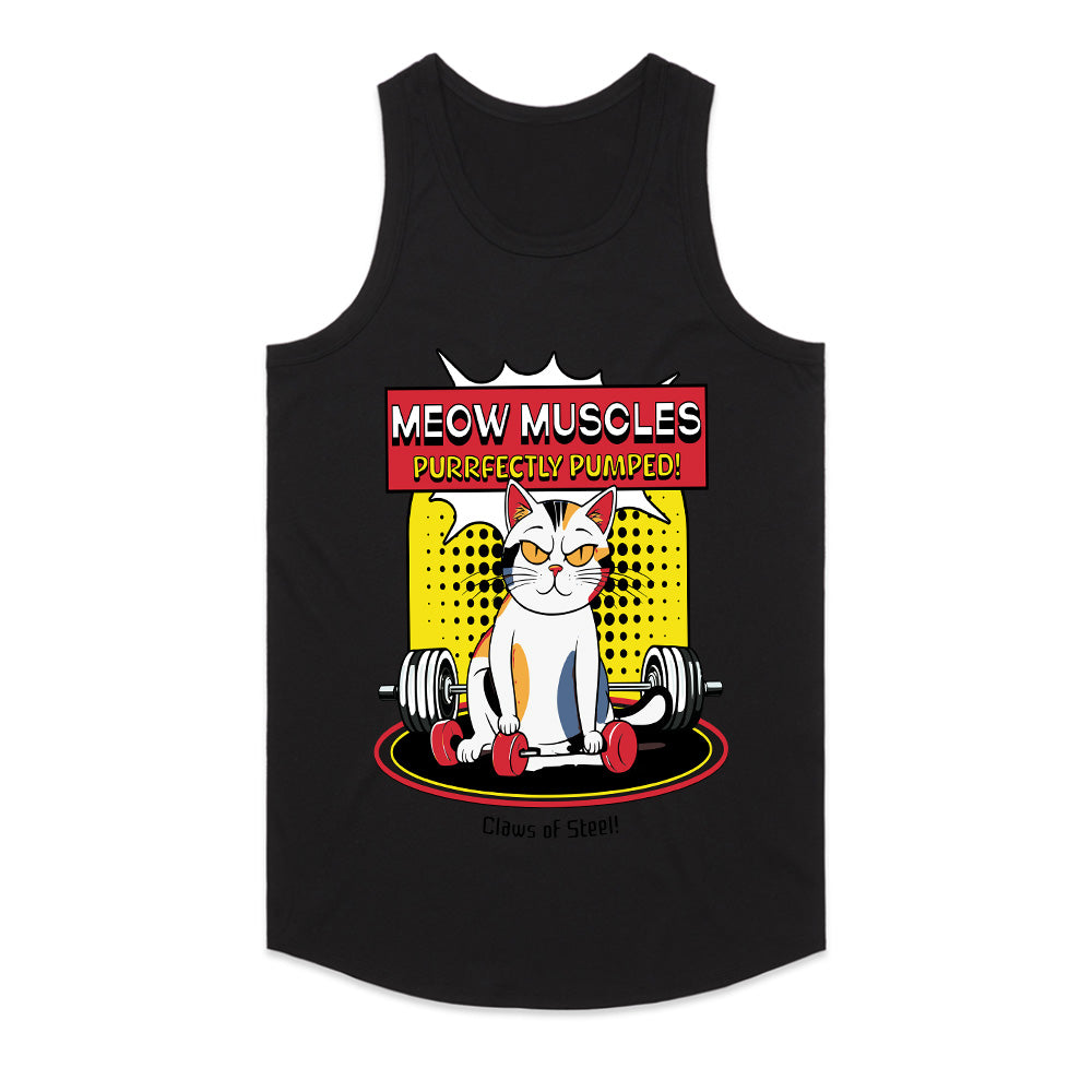 "Meow Muscles" Funny Gym Cat T-Shirt – Purrfectly Pumped!