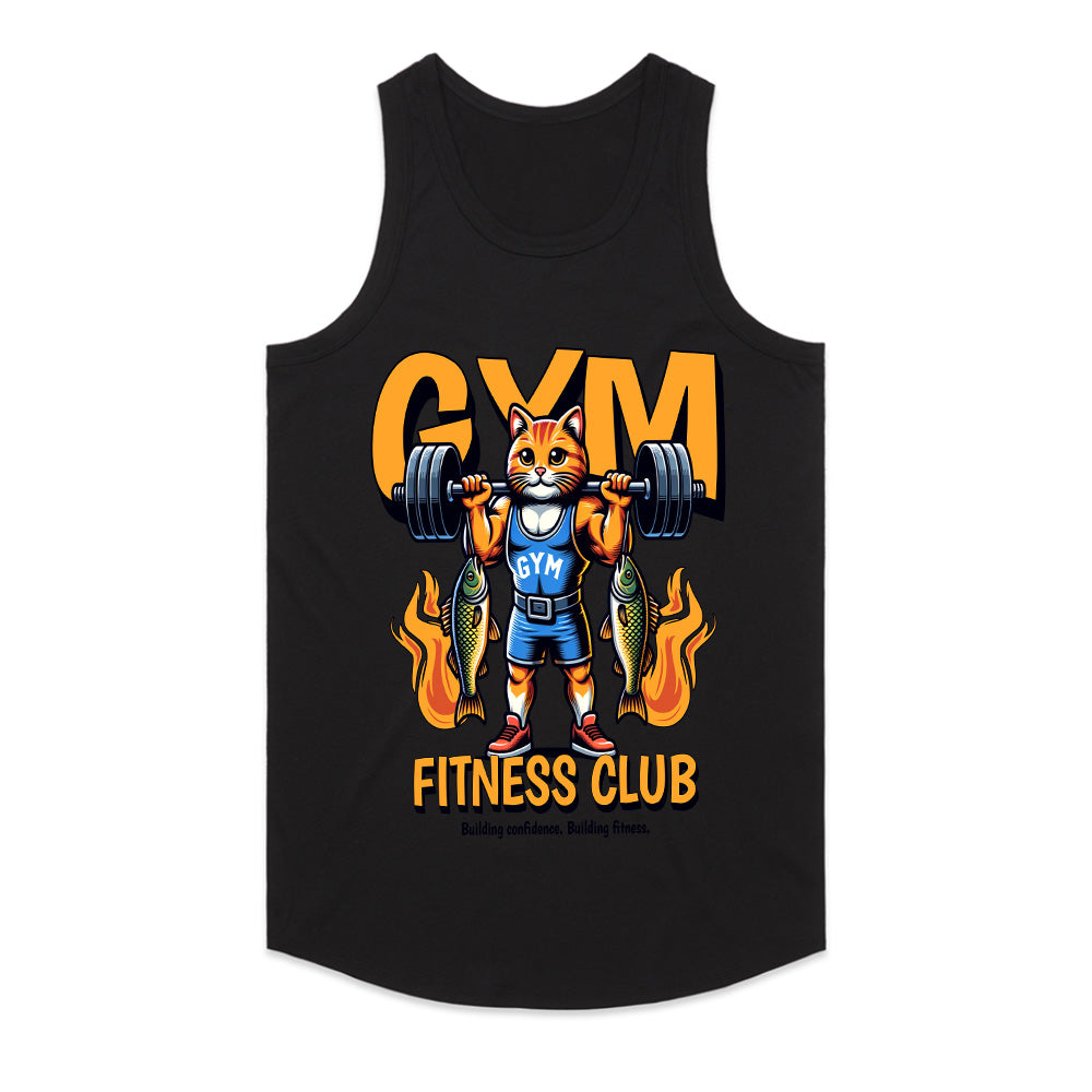 "Gym Fitness Club" Power Cat Weightlifting T-Shirt – Bold & Motivational