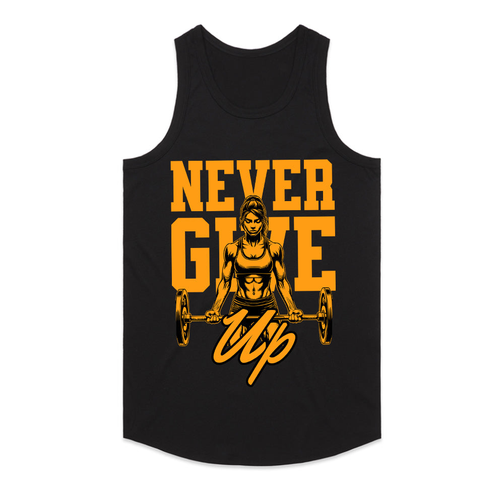 "Never Give Up" Women's Strength Training Gym T-Shirt – Empowerment & Motivation