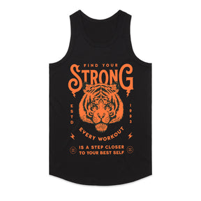 "Find Your Strong" Tiger-Themed Motivational Gym T-Shirt – Strength, Power, and Growth