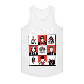 Fall Out Boy Comic-Style Grid Graphic T-Shirt – Alternative Rock Band Tee