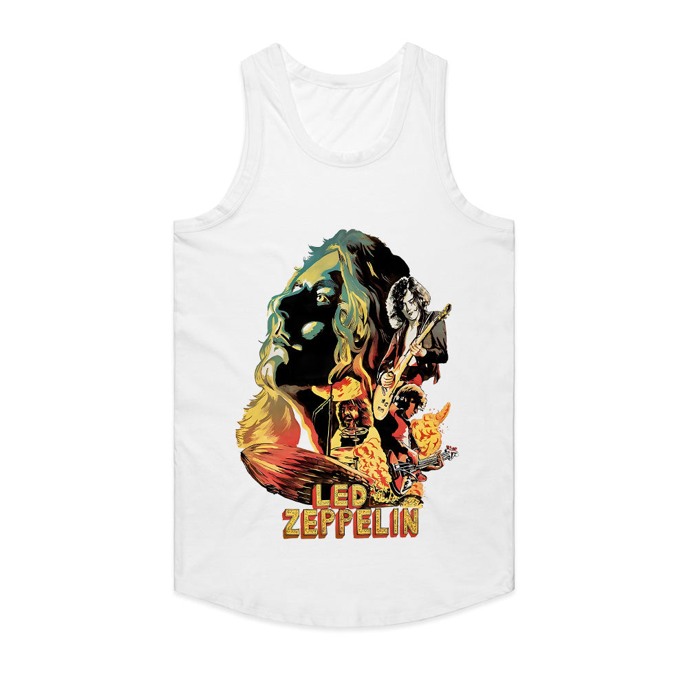 Classic Led Zeppelin Rock Band Graphic T-Shirt – Vintage Fire Art Design