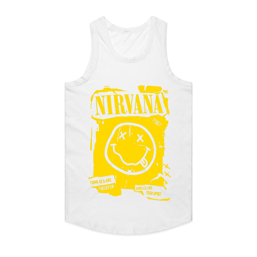 Nirvana Smiley Face Distressed Poster T-Shirt – Grunge Rock Tribute