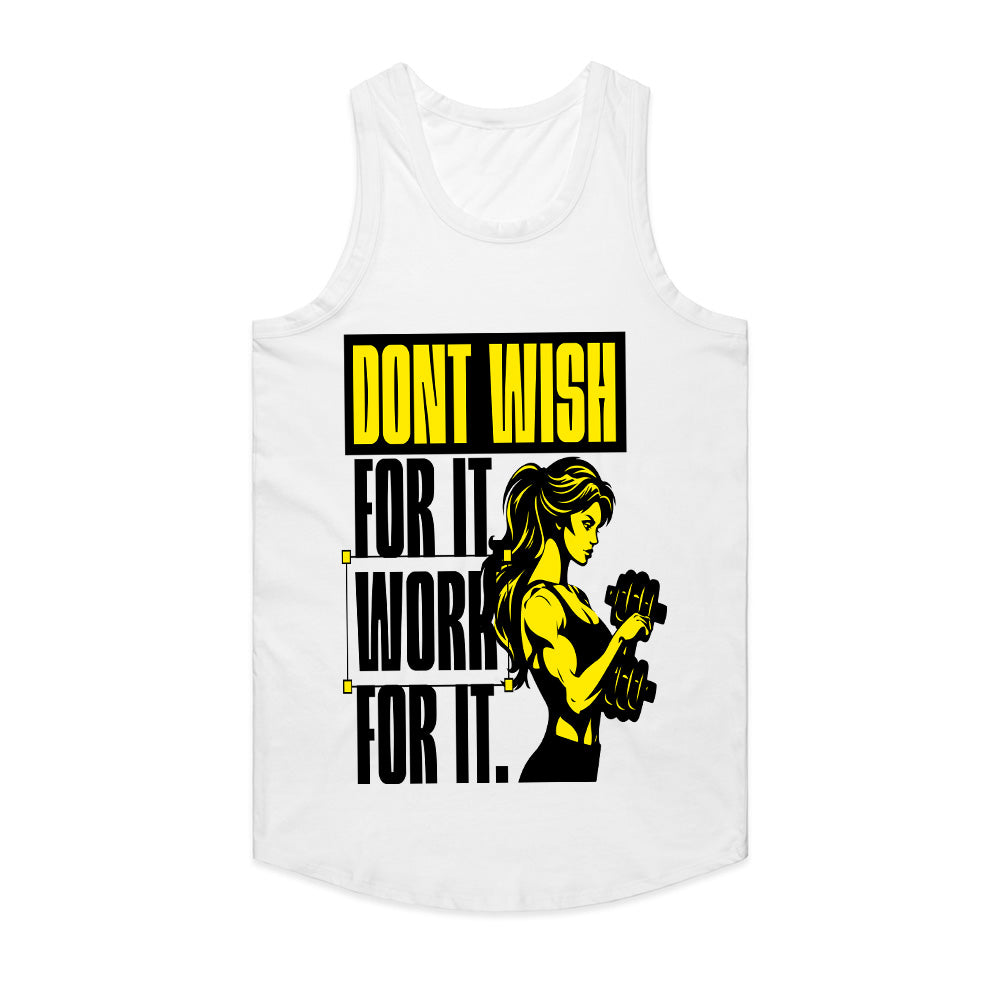 Don't Wish for It, Work for It – Women's Motivational Gym T-Shirt | Fitness & Strength Tee