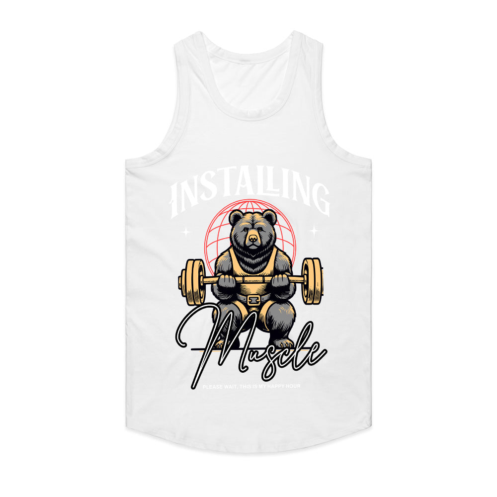 "Installing Muscle" Funny Powerlifting Bear Gym T-Shirt