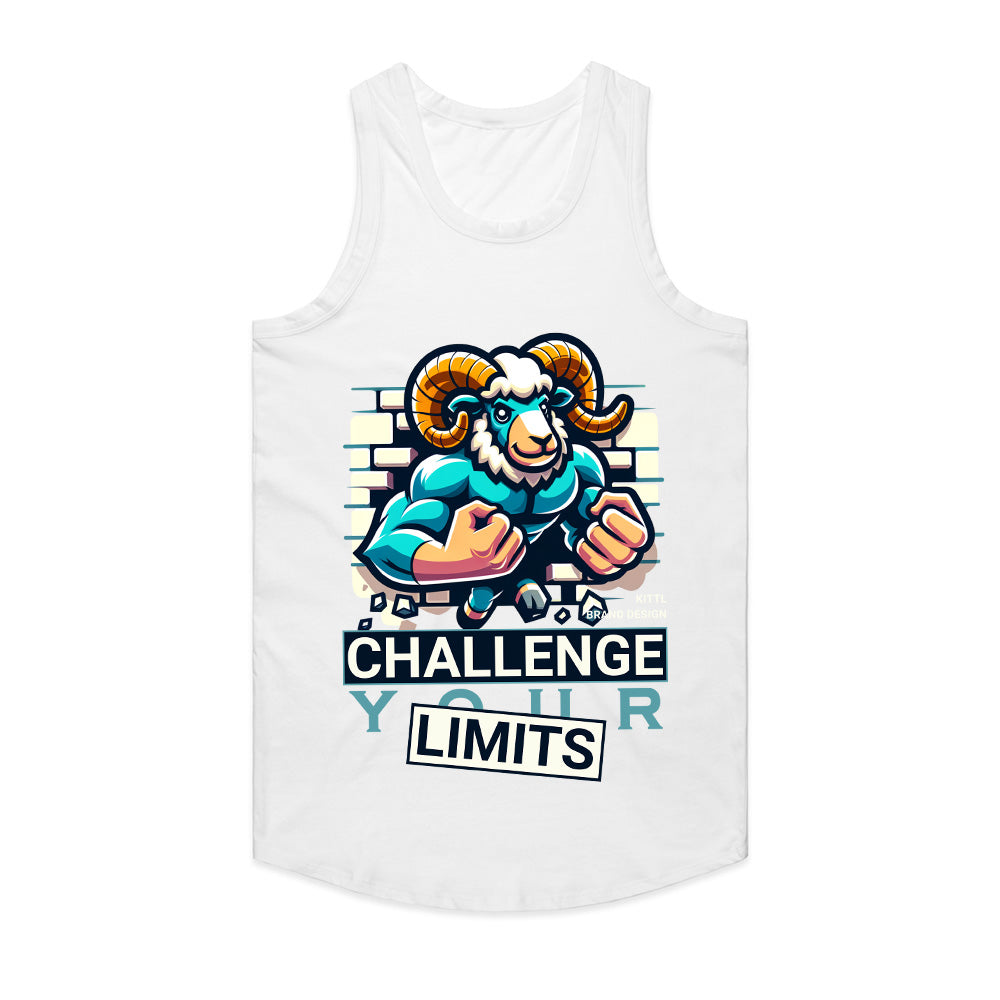 "Challenge Your Limits" Motivational Ram Gym T-Shirt – Break Through Barriers