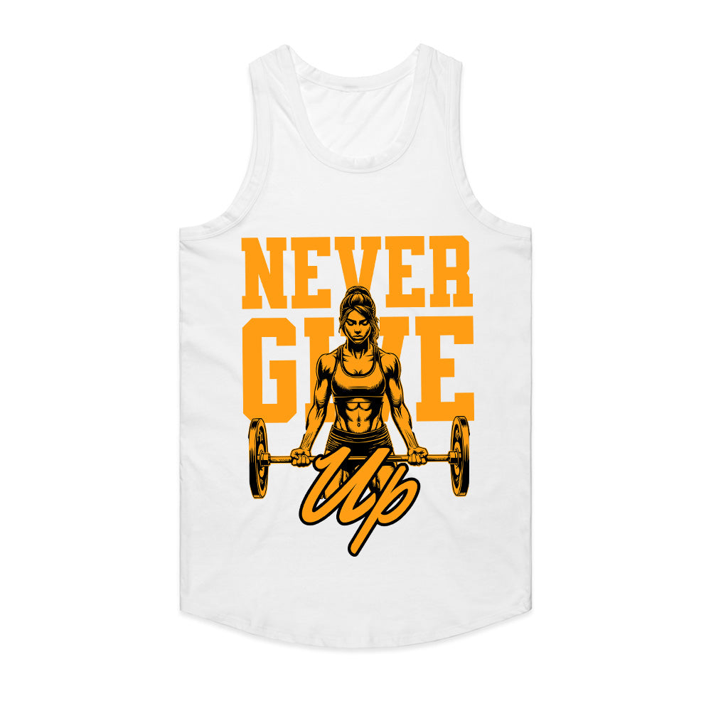 "Never Give Up" Women's Strength Training Gym T-Shirt – Empowerment & Motivation