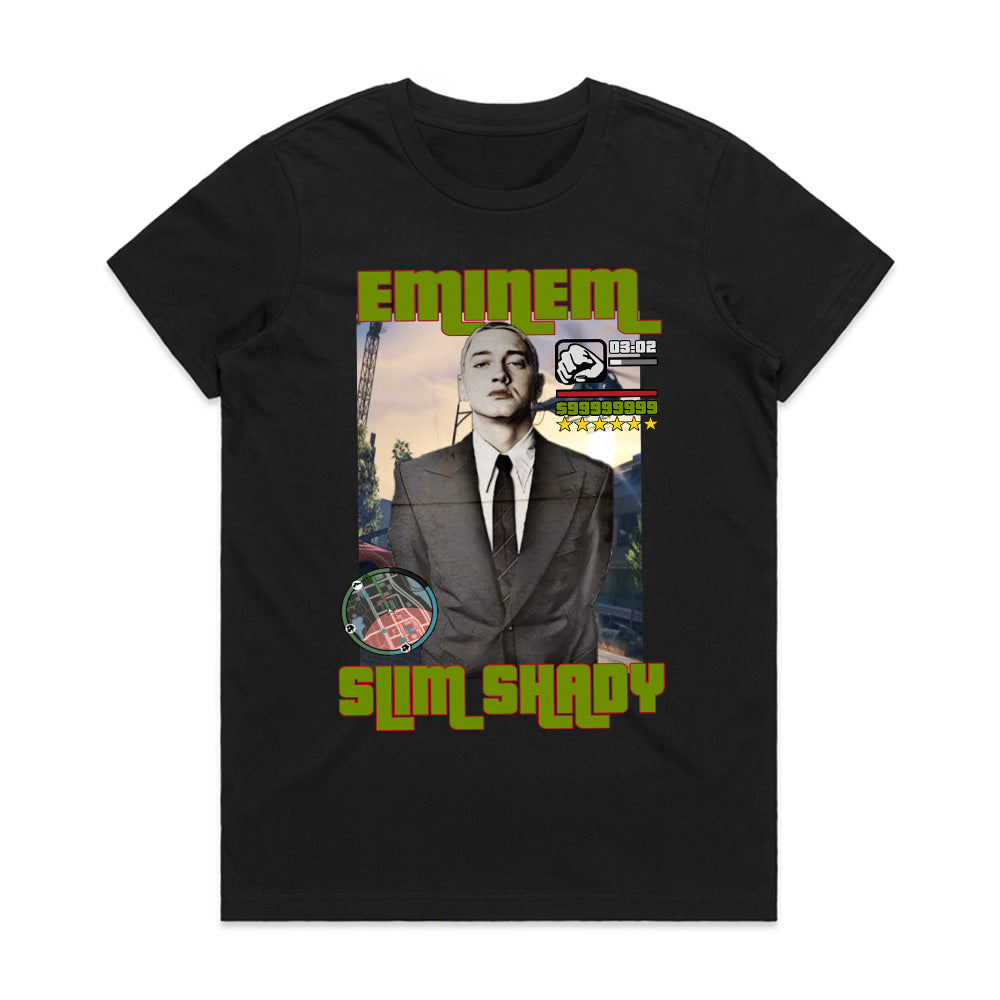 Eminem Slim Shady GTA-Inspired Graphic Black T-Shirt